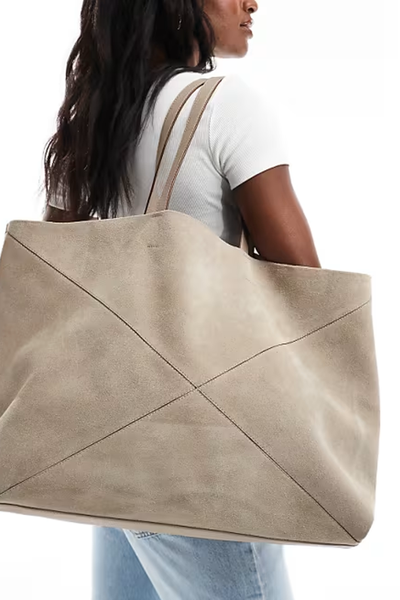 Premium Suede Panelled Tote from ASOS