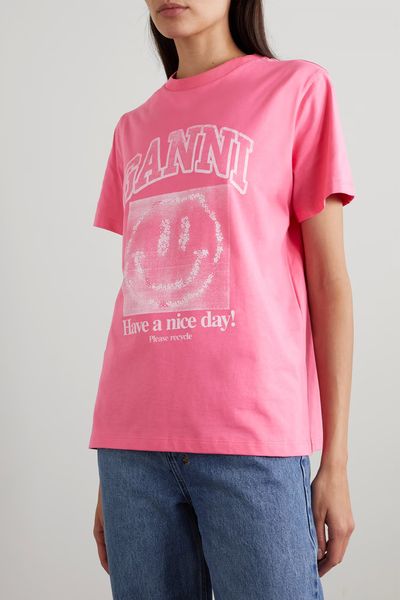 Printed Organic Cotton-Jersey T-Shirt from Ganni