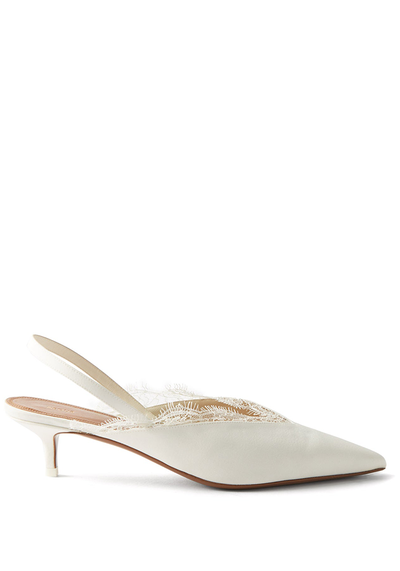 Irena Lace-Trimmed Slingback Pumps from Neous