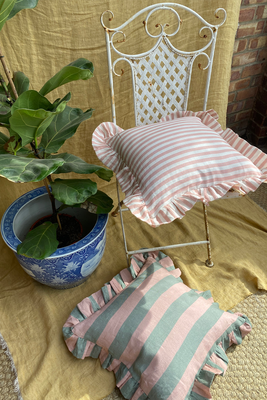 Sage & Blush Wide Stripe Cushion Cover from Amuse La Bouche