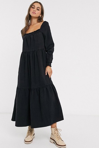 Denim Prairie Midi Smock Dress from Asos Design