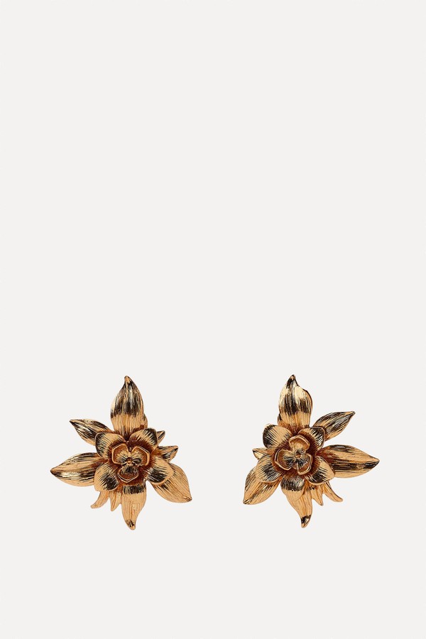  Embossed Flower Button Earrings  from  Zara