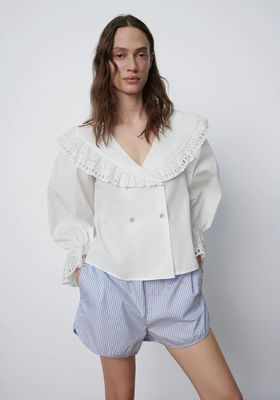 Shirt With Embroidered Collar  from Zara 