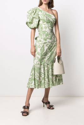 One Shoulder Tropical Print Dress from Johanna Ortiz