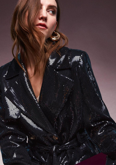 Sequin Belted Trench Coat from Karen Millen