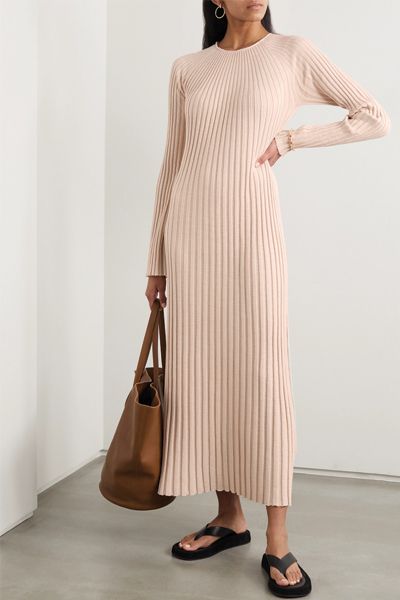 Uturoa Ribbed Silk & Cotton-Blend Maxi Dress from LouLou Studio