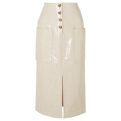 Coated Wool-Blend Midi Skirt from Rejina Pyo