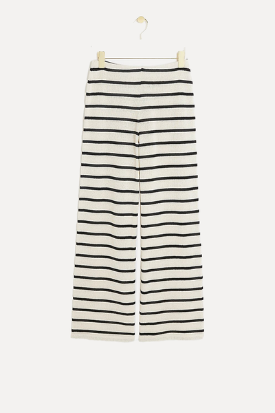 Stripe Knit Wide Leg Trousers  from River Island