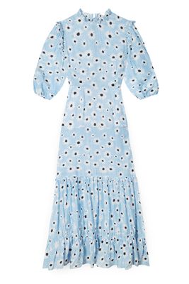 Monet – Blue Leopard Daisy Midi Tiered Dress from Rixo