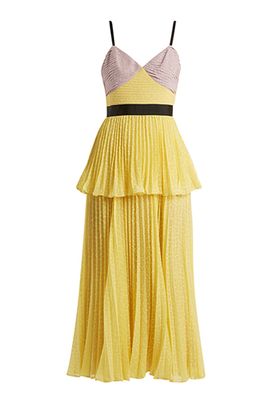 Contrast Panel Pleated Dress from Self-Portrait