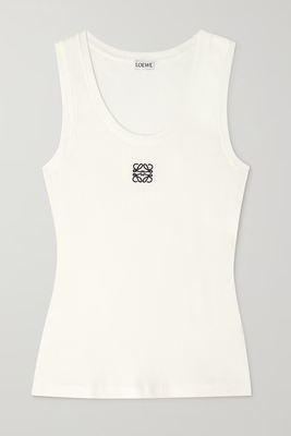 Embroidered Ribbed Cotton-Blend Tank from Loewe