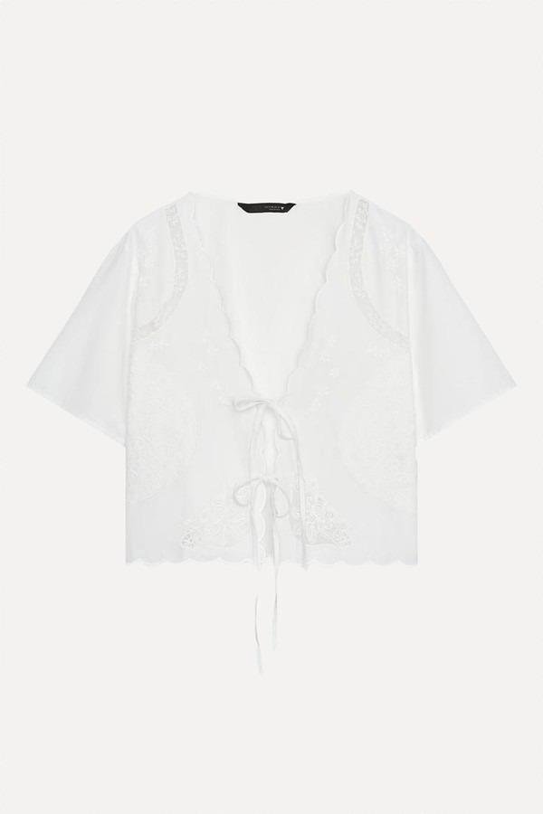 Embroidered Shirt With Ties