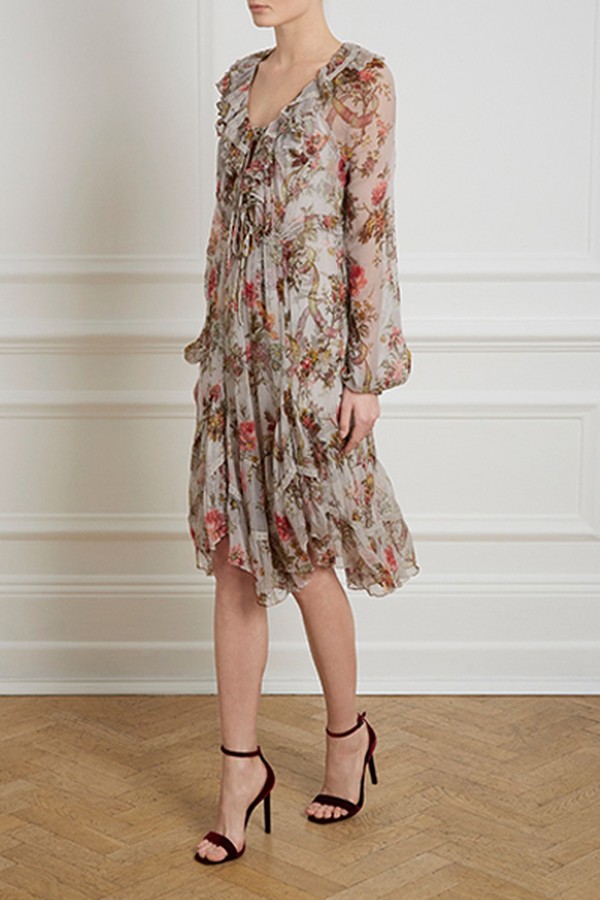 Rainbow Rose Chiffon Dress