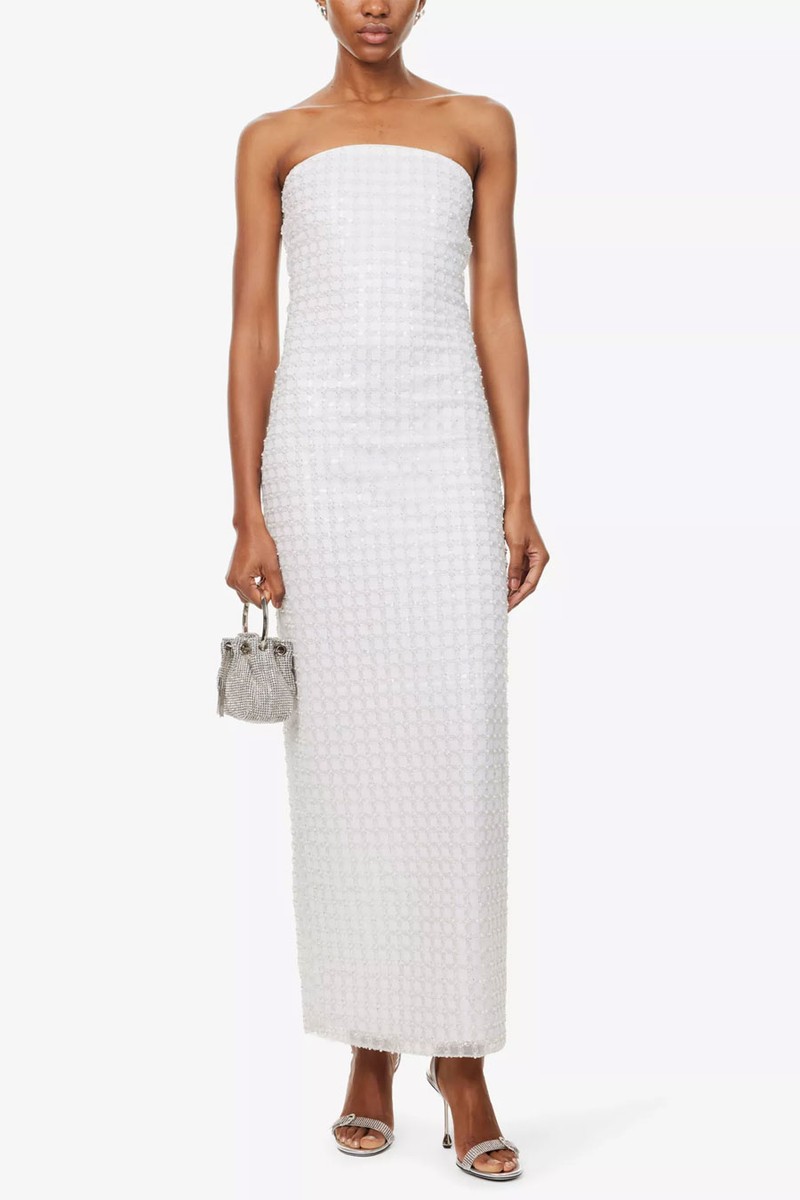 Tube Beaded Mesh Maxi Dress from Rotate