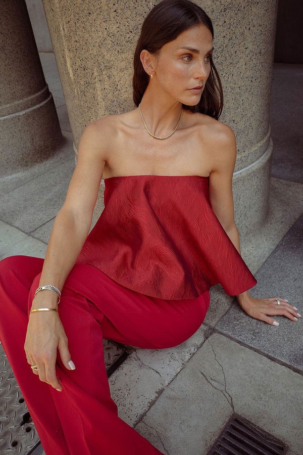 Jacquard Volume Bandeau Top