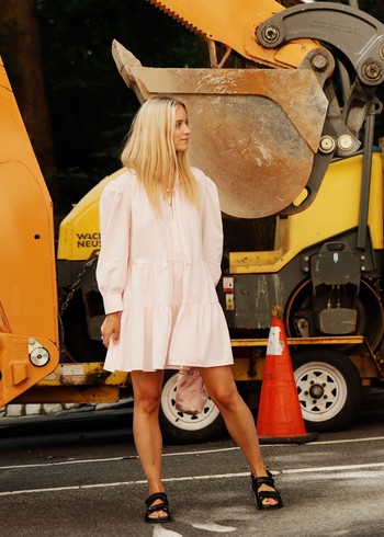 Pastel Pink Loose Fit Tie Neck Mini Dress, £42.90