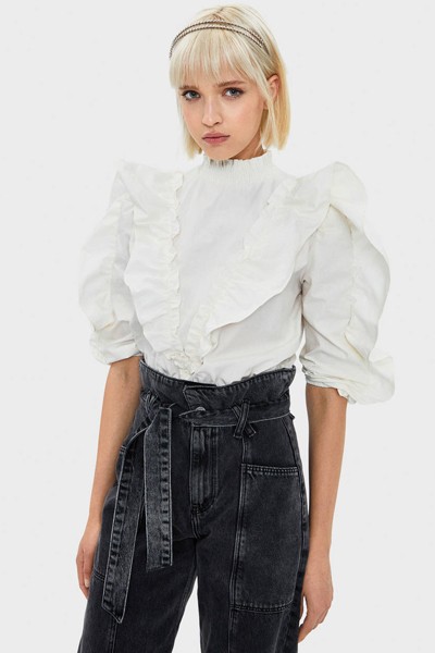 Poplin Shirt With Ruffle Trims from Bershka