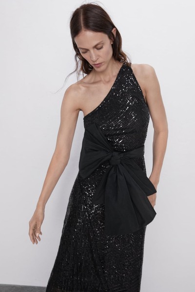 Asymmetric Sequinned Dress