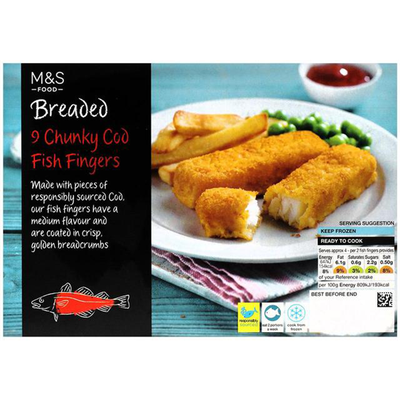 9 Chunky Cod Fish Fingers Frozen from M&S