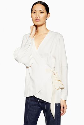 Collarless Wrap Top from Topshop