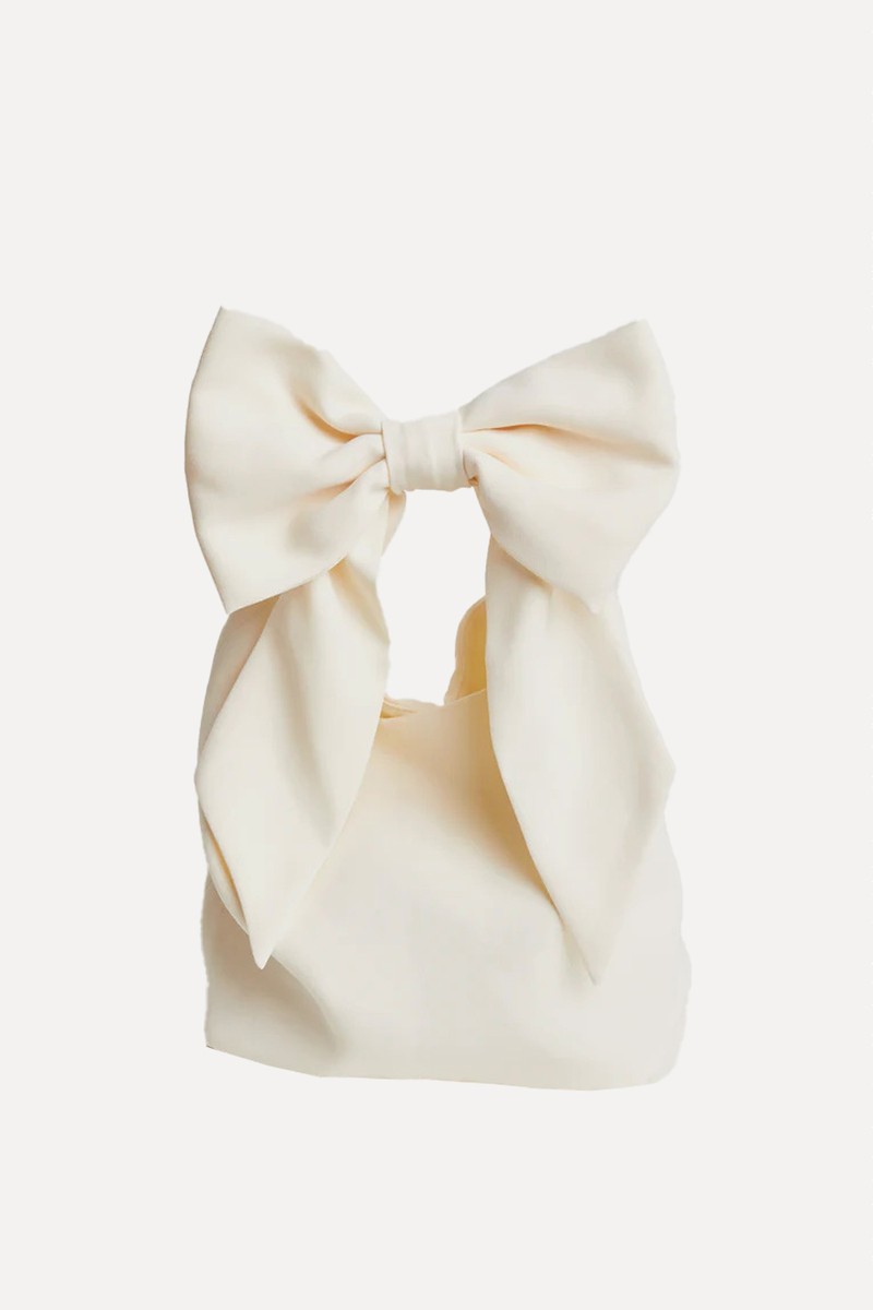 Bow Detail Crepe Pouch Bag from Six Stories
