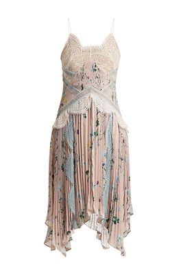 Lace-Insert Pleated Dress from Self-Portrait