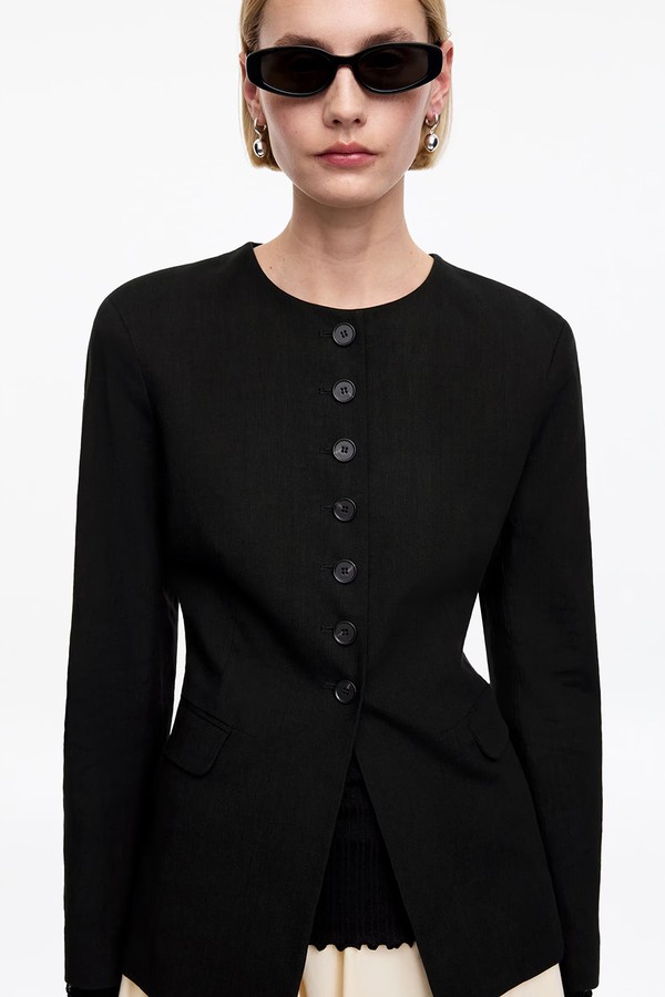 Linen-Blend Blazer