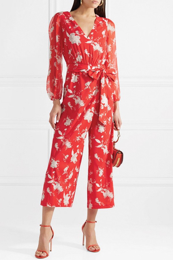 Dali Cropped Stretch- Crepe and Silk- Chiffon Jumpsuit from Alice + Olivia