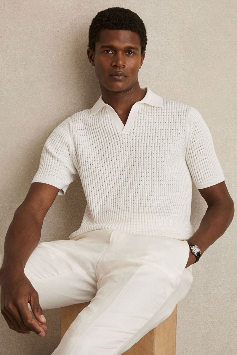 Merit Micro-Cable Open-Collar Cotton-Blend Shirt from Reiss