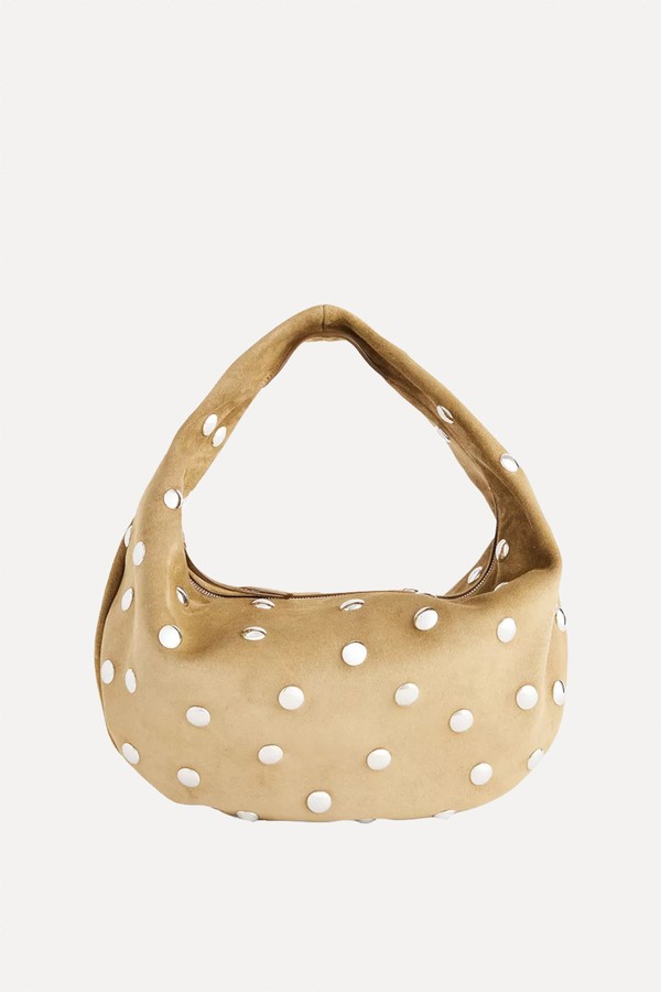 Olivia Hobo Studs Medium Leather Shoulder Bag from KHAITE