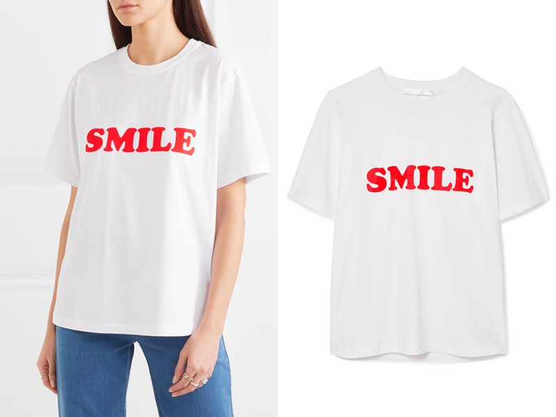 Flocked Cotton-Jersey T-Shirt from Victoria, Victoria Beckham