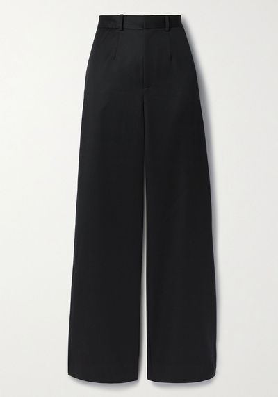 Cutout Wool Gabardine Wide Leg Pants from Grace Ling