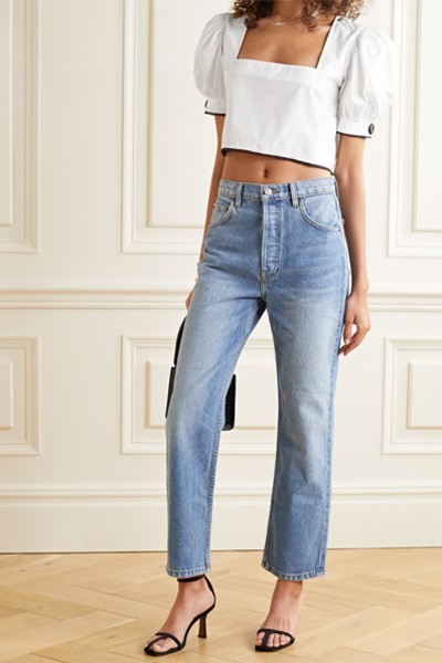 Ernika Cropped Organza-Trimmed Cotton-Poplin Blouse from Maisoncleo