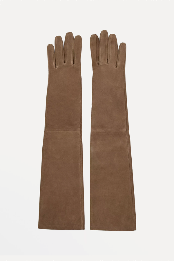 Long Suede Leather Gloves from Massimo Dutti