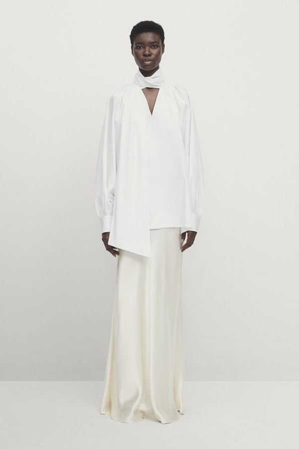 Long Satin Bias-Cut Skirt from Massimo Dutti