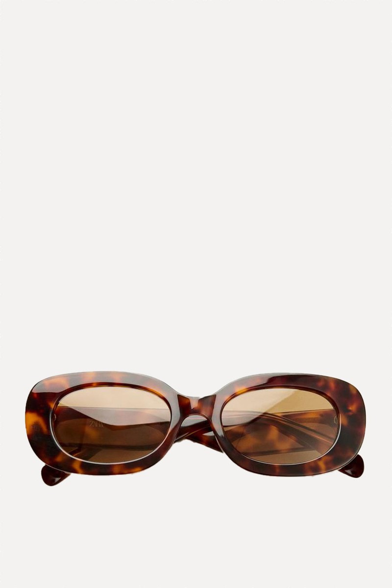 Oval Tortoiseshell-Effect Sunglasses