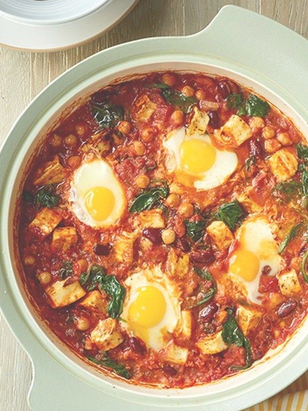 Halloumi, Bean And Egg Hot Pot