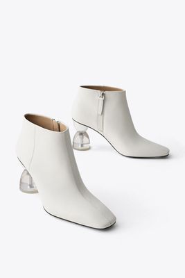 Leather Ankle Boots With Embellished Heels from Uterque