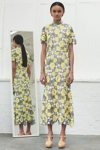 Minnie Yellow Lace Midi Dress