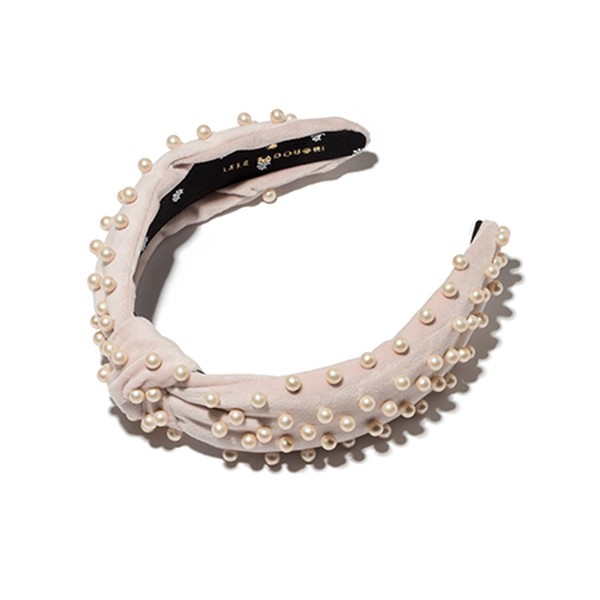 Blush Velvet Pearl Headband from Lele Sadoughi