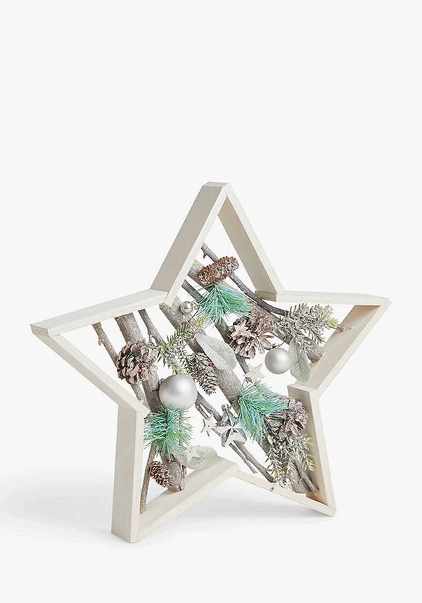 Winter Fayre Wooden Star with Pine Cones from John Lewis