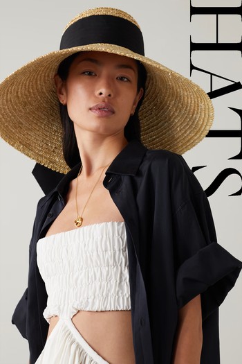 Mirabel Grosgrain-Trimmed Straw Sunhat from Eugenia Kim