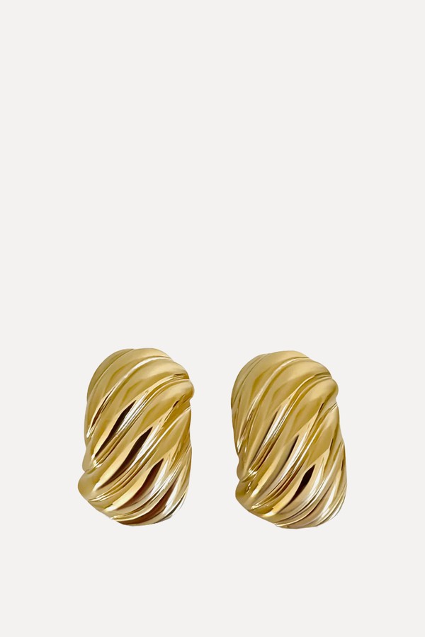 Gold Chunky Ribbed Earrings from Anisa Sojka