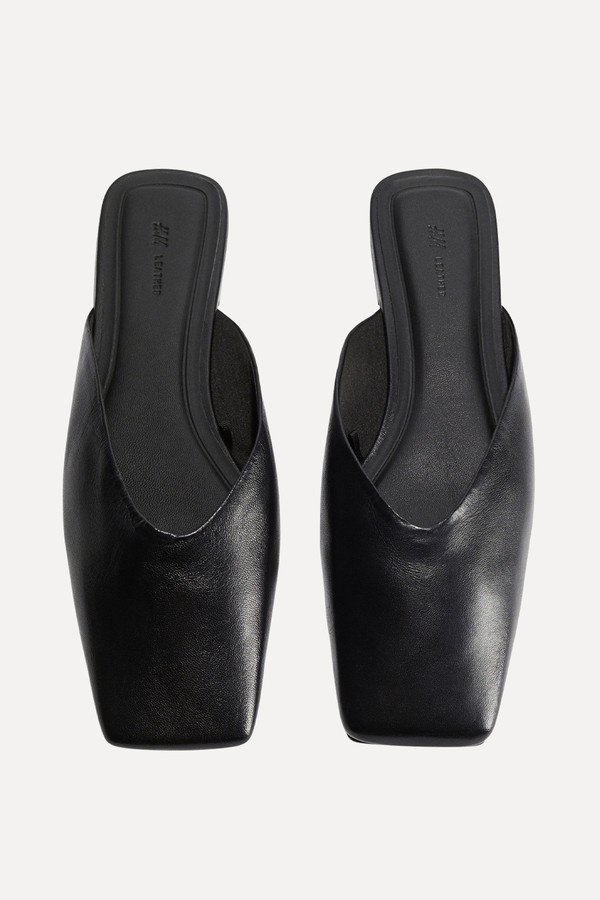 Square-Toe Leather Mules