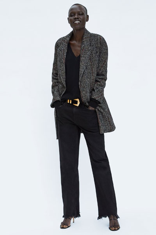 Contrasting Textured Frock Coat