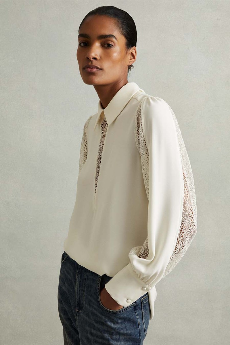 Lace Insert Blouse from Reiss
