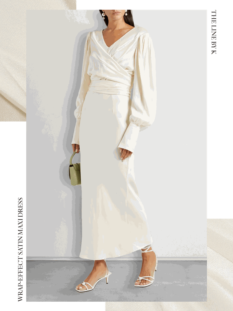 Wrap Effect Satin Maxi Dress from Line by K