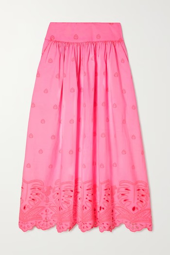 Scalloped Broderie Anglaise Cotton-Poplin Maxi Skirt from Farm Rio