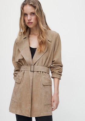 Cropped Suede Trench Coat from Massimo Dutti