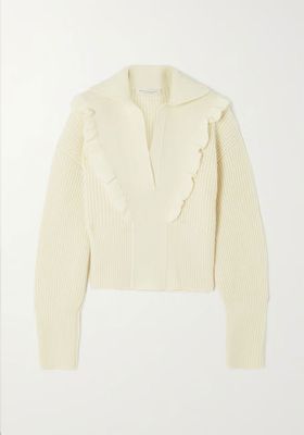 Ruffled Ribbed Wool Sweater from Philosophy di Lorenzo Serafini